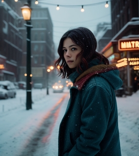 冬季雪花纷飞氛围感美女写真图片